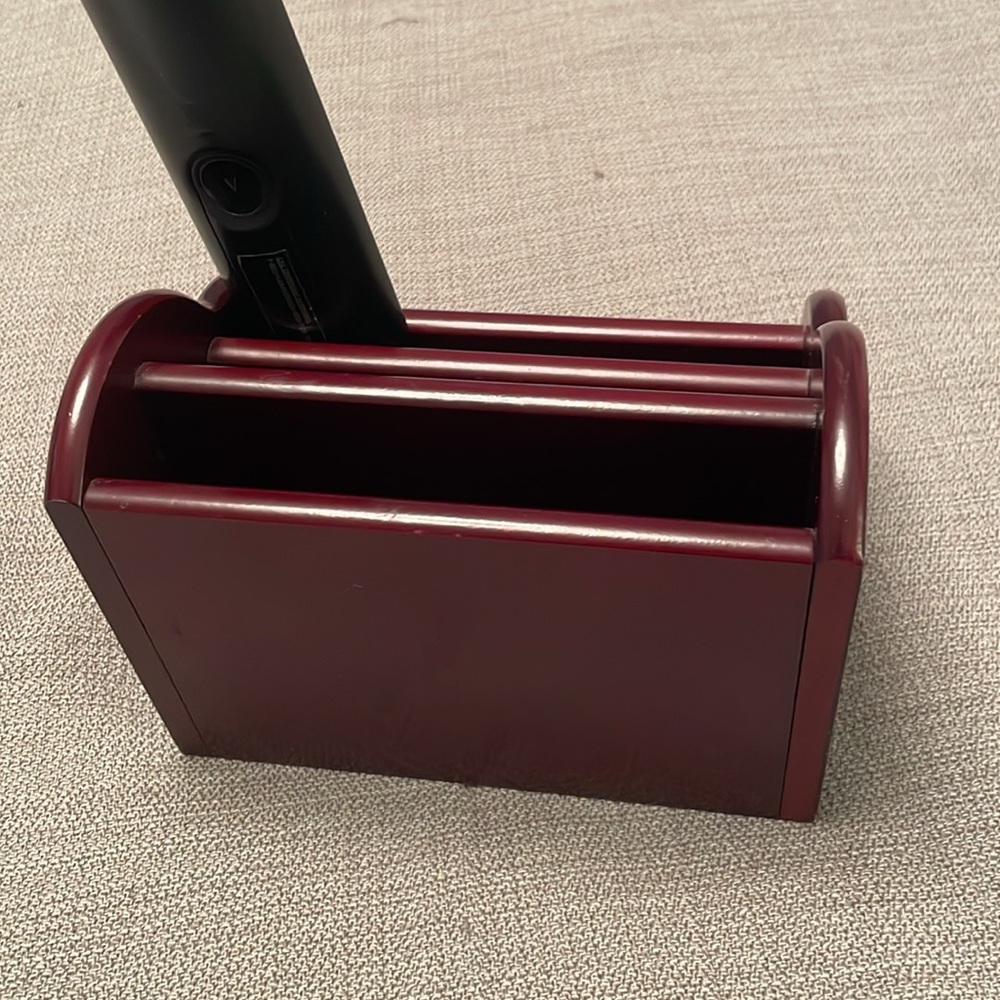 Tv Remote Control Caddy Holder or Desktop Organizer Cherry Wood Color - Picture 4 of 10